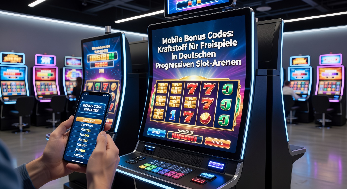 Dynamische Grafik eines explodierenden Jackpots auf einem Mobilbildschirm mit fliegenden Freispielen und Code-Symbolen, die den Nervenkitzel progressiver Slots einfangen